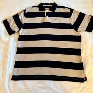Burberry Striped Black and Tan Polo Shirt
